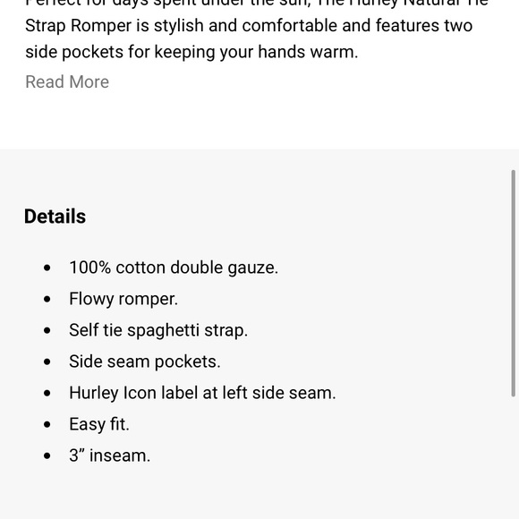 Hurley’s Naturals Tie Strap Romper Medium - Picture 6 of 6